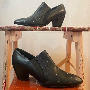 Walter Steiger Black Studded Leather Heeled Shoes Size 38.5